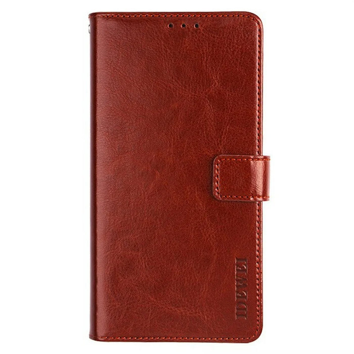 IDEWEI For Samsung Galaxy S26+ Stand Case Crazy Horse Texture Leather Phone Cover - Brown - 7