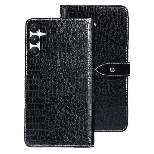 IDEWEI For Samsung Galaxy S26+ Case Crocodile Texture PU Leather Flip Phone Cover - Black - 1