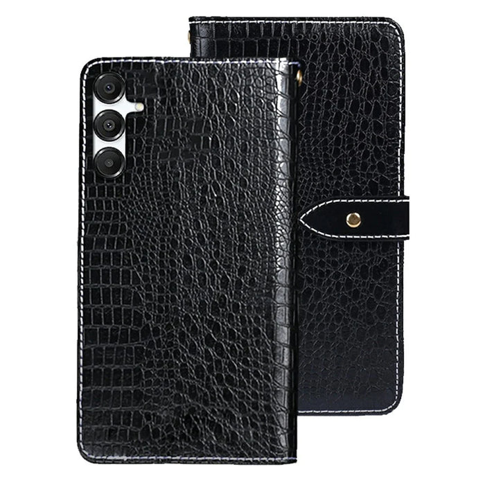 IDEWEI For Samsung Galaxy S26+ Case Crocodile Texture PU Leather Flip Phone Cover - Black - 1