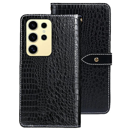 IDEWEI For Samsung Galaxy S26 Ultra Case Crocodile Texture PU Leather Flip Phone Cover - Black - 1