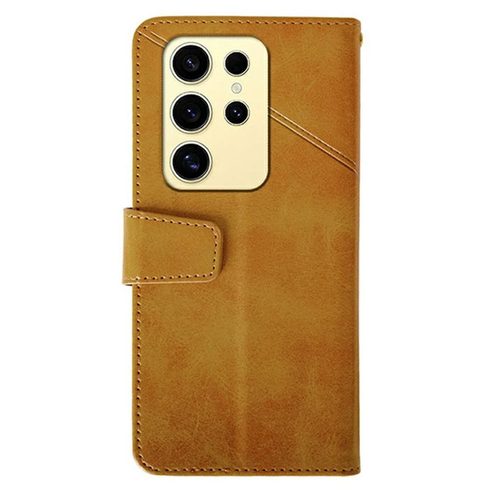 IDEWEI For Samsung Galaxy S26 Ultra Case Leather Wallet Phone Cover Stand Calf Texture - Brown - 5