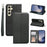 For Samsung Galaxy S26 Ultra Wallet Phone Case Checkered Pattern Imprint Leather Flip Cover with Wrist Strap - Black - 1