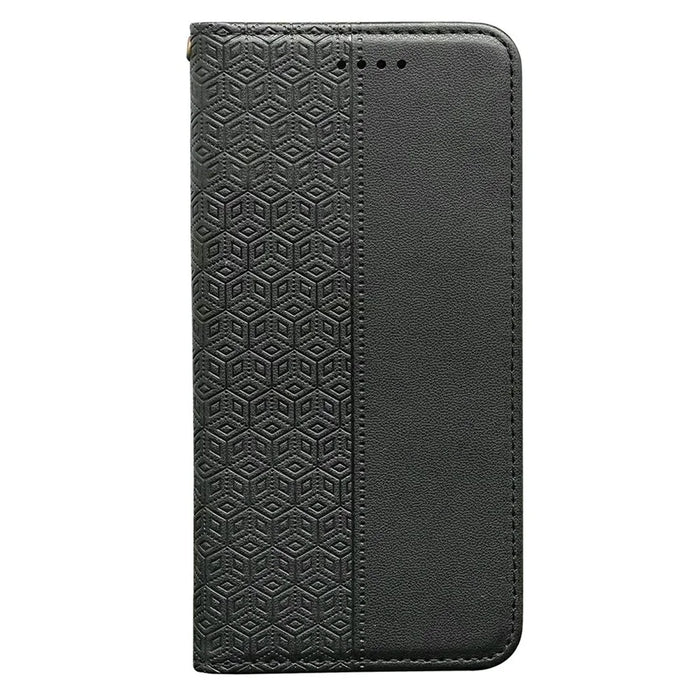 For Samsung Galaxy S26 Ultra Wallet Phone Case Checkered Pattern Imprint Leather Flip Cover with Wrist Strap - Black - 4