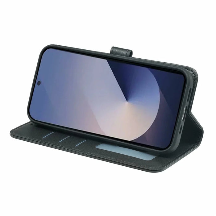 For Samsung Galaxy S26 Ultra Wallet Case Magnetic Snap Leather Phone Cover with Strap - Black - 3