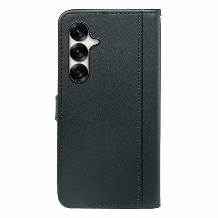 For Samsung Galaxy S26+ Wallet Case Magnetic Snap Leather Phone Cover with Strap - Black - 6