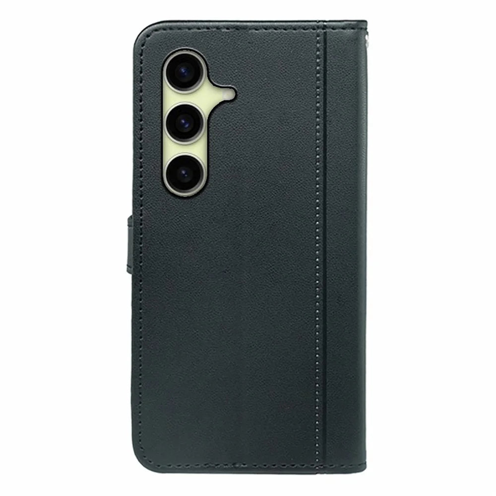 For Samsung Galaxy S26 Wallet Case Magnetic Snap Leather Phone Cover with Strap - Black - 6