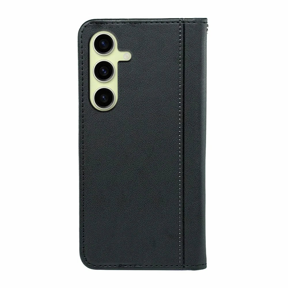 For Samsung Galaxy S26+ Wallet Case Magnetic Closing PU Leather Phone Cover with Wrist Strap - Black - 6