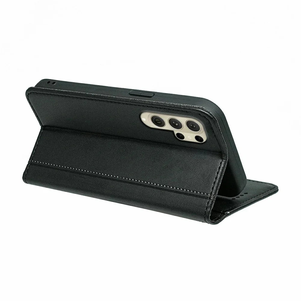 For Samsung Galaxy S26 Ultra Wallet Case Magnetic Closing PU Leather Phone Cover with Wrist Strap - Black - 4