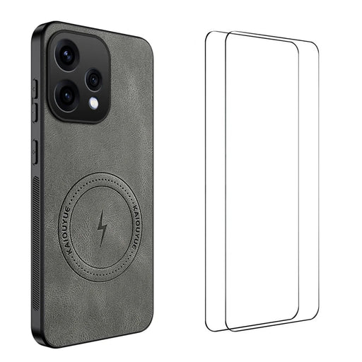 WANLONFENG For Oppo Reno15c 5G (China) / Oppo Reno15 5G (Global) Magnetic Case  SD Series PC TPU Phone Cover with 2Pcs Screen Film - Grey - 1