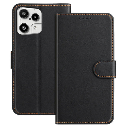 For Nothing Phone (3a) Lite 5G Leather Case Wallet Stand Solid Color Anti Drop Phone Cover - Black - 1