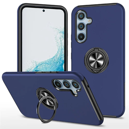 For Samsung Galaxy A18 5G / A18 4G / A17 5G / A17 4G Case PC + TPU Phone Cover with Rotatable Ring Holder - Blue - 1