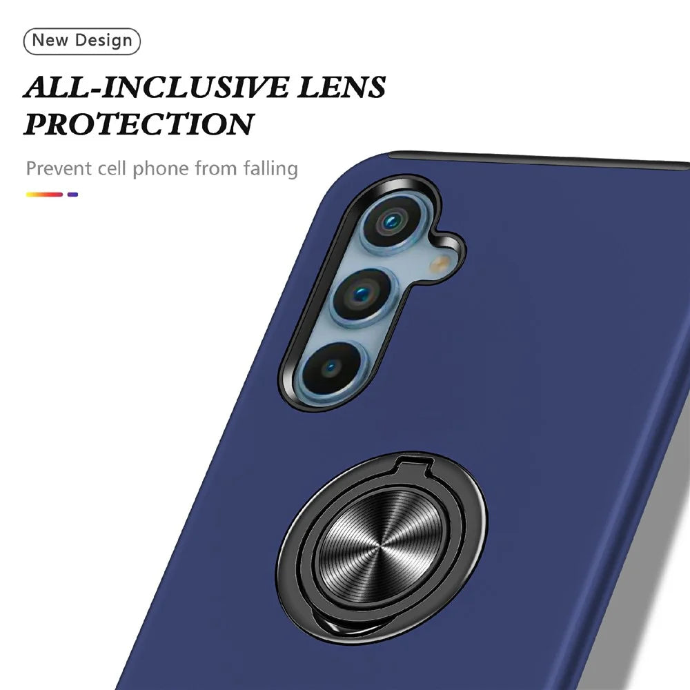 For Samsung Galaxy A18 5G / A18 4G / A17 5G / A17 4G Case PC + TPU Phone Cover with Rotatable Ring Holder - Blue - 6