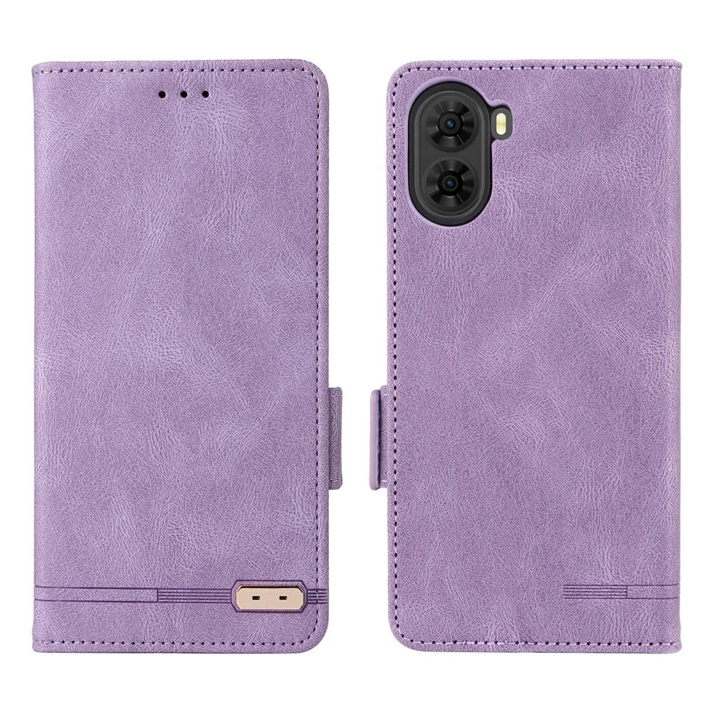 For ZTE nubia S2 Phone Case Leather Wallet Flip Phone Cover with Hardware Decor - Purple - 1
