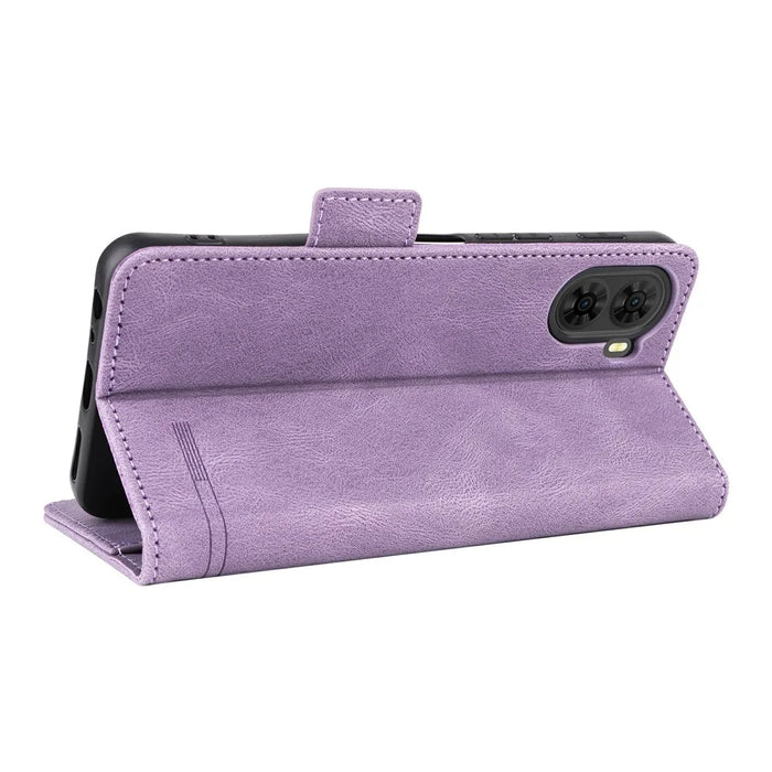 For ZTE nubia S2 Phone Case Leather Wallet Flip Phone Cover with Hardware Decor - Purple - 4