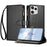 For Nothing Phone (3a) Lite 5G Leather Case Zipper Wallet Stand Shockproof Phone Cover with Wrist Strap - Black - 1