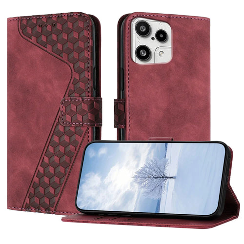 For Nothing Phone (3a) Lite 5G Leather Case 7-Shaped Pattern Wallet Stand Shockproof Phone Cover - Brown - 1