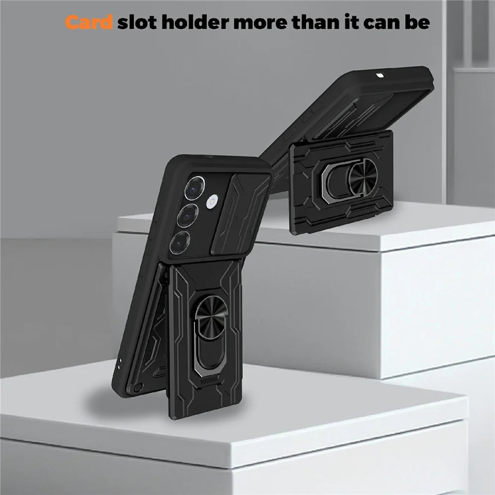 For Samsung Galaxy S26+ Case PC + TPU Kickstand Phone Back Cover with Camera Slider - Black - 4