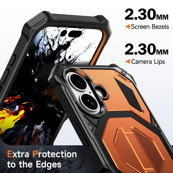 For iPhone 17 Magnetic Case Rotating Kickstand PC + TPU Shockproof Drop-proof Phone Cover - Orange - 5