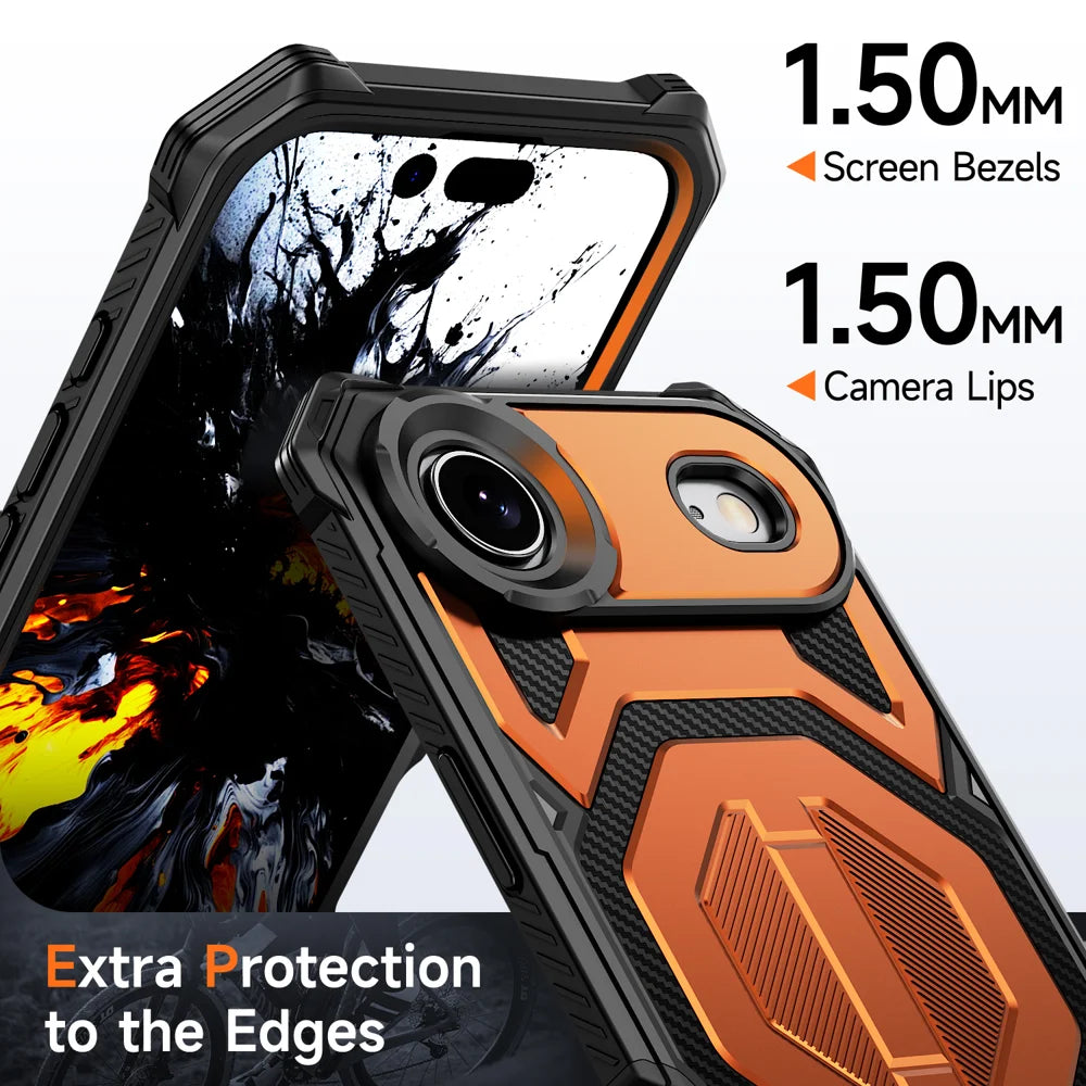 For iPhone Air Magnetic Case Rotating Kickstand PC + TPU Shockproof Drop-proof Phone Cover - Orange - 5