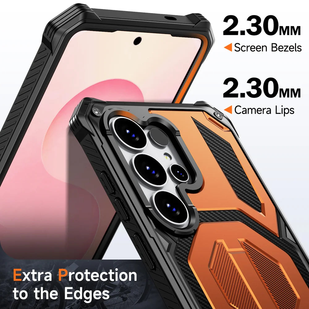 For Samsung Galaxy S26 Ultra Magnetic Case Rotating Kickstand PC + TPU Shockproof Drop-proof Phone Cover - Orange - 5