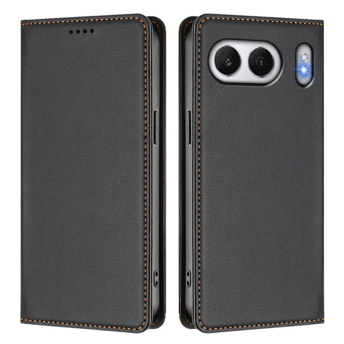 For OnePlus Nord 4 Leather Wallet Case Magnetic Closure RFID Blocking Phone Cover - Black - 1