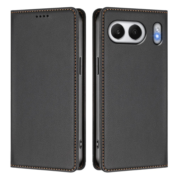 For OnePlus Nord 4 Leather Wallet Case Magnetic Closure RFID Blocking Phone Cover - Black - 1
