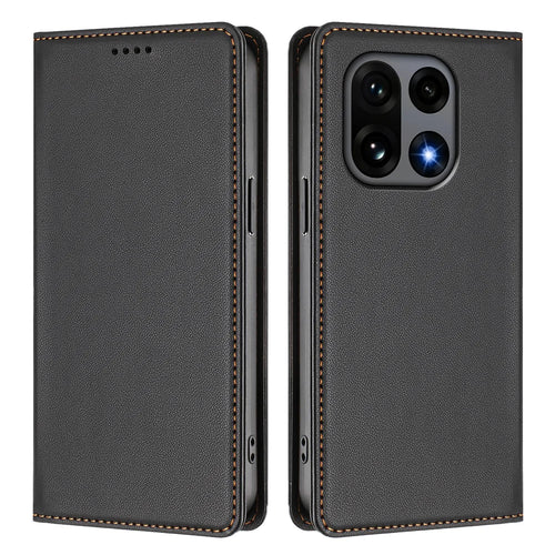 For OnePlus 15 5G Leather Wallet Case Magnetic Closure RFID Blocking Phone Cover - Black - 1