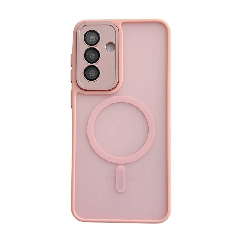 WANLONFENG For Samsung Galaxy A55 5G Magnetic Back Cover  QB1 Series PC TPU Shockproof Phone Case - Pink - 1