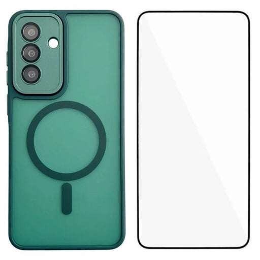 WANLONFENG For Samsung Galaxy A15 5G / Galaxy A15 4G Magnetic Case  QB Series PC TPU Phone Cover with Screen Film - Dark Green - 1
