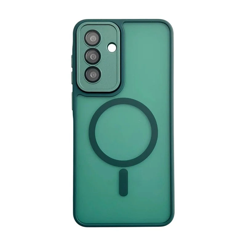 WANLONFENG For Samsung Galaxy A35 5G Magnetic Case  QB Series PC TPU Phone Cover with Screen Film - Dark Green - 2