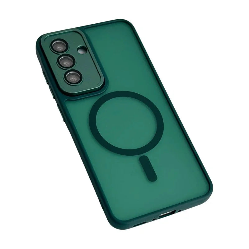 WANLONFENG For Samsung Galaxy A35 5G Magnetic Case  QB Series PC TPU Phone Cover with Screen Film - Dark Green - 3