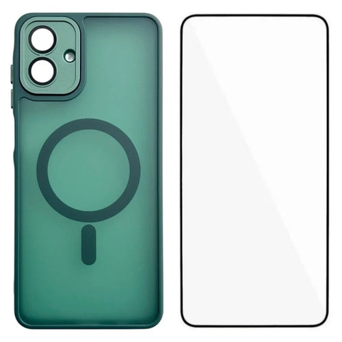 WANLONFENG For Samsung Galaxy A08 4G / A07 4G Magnetic Case  QB Series PC TPU Phone Cover with Screen Film - Dark Green - 1