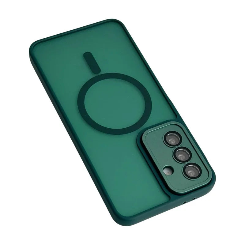 WANLONFENG For Samsung Galaxy A56 5G Magnetic Case  QB Series PC TPU Phone Cover with Screen Film - Dark Green - 4