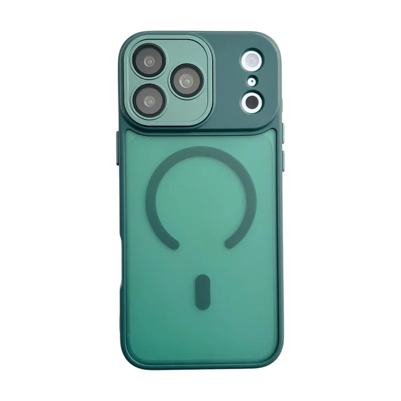 WANLONFENG For iPhone 17 Pro Magnetic Case  QB Series PC TPU Phone Cover with Screen Film - Dark Green - 2