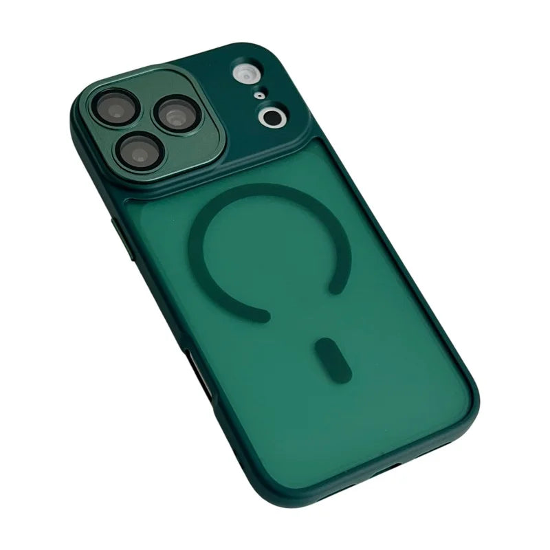 WANLONFENG For iPhone 17 Pro Magnetic Case  QB Series PC TPU Phone Cover with Screen Film - Dark Green - 3