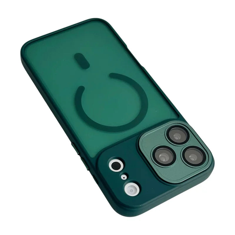 WANLONFENG For iPhone 17 Pro Magnetic Case  QB Series PC TPU Phone Cover with Screen Film - Dark Green - 4