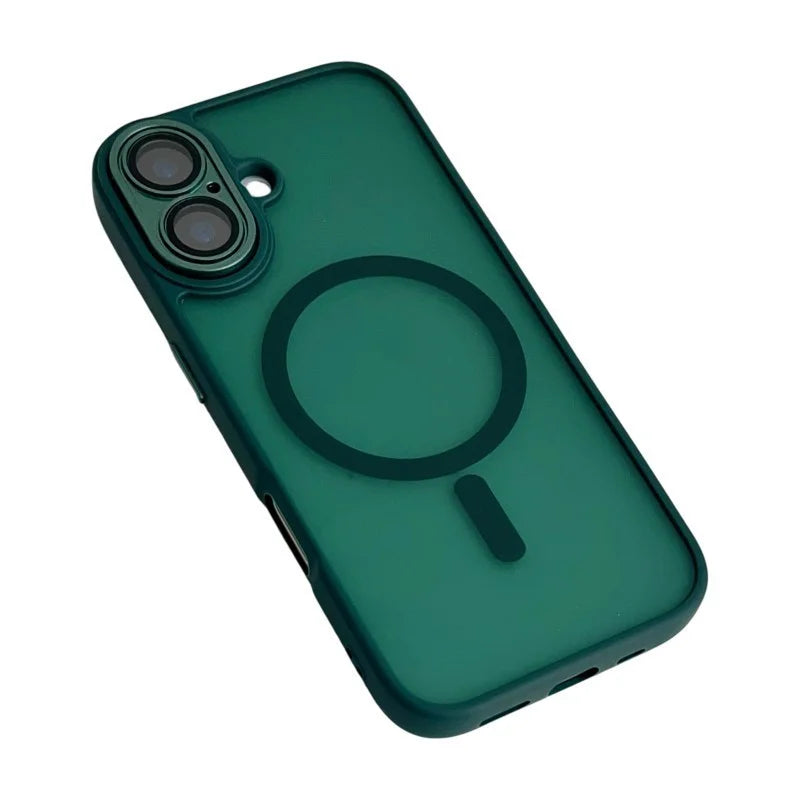 WANLONFENG For iPhone 17 Magnetic Case  QB Series PC TPU Phone Cover with Screen Film - Dark Green - 3