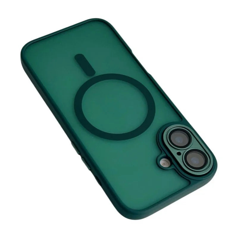WANLONFENG For iPhone 17 Magnetic Case  QB Series PC TPU Phone Cover with Screen Film - Dark Green - 4