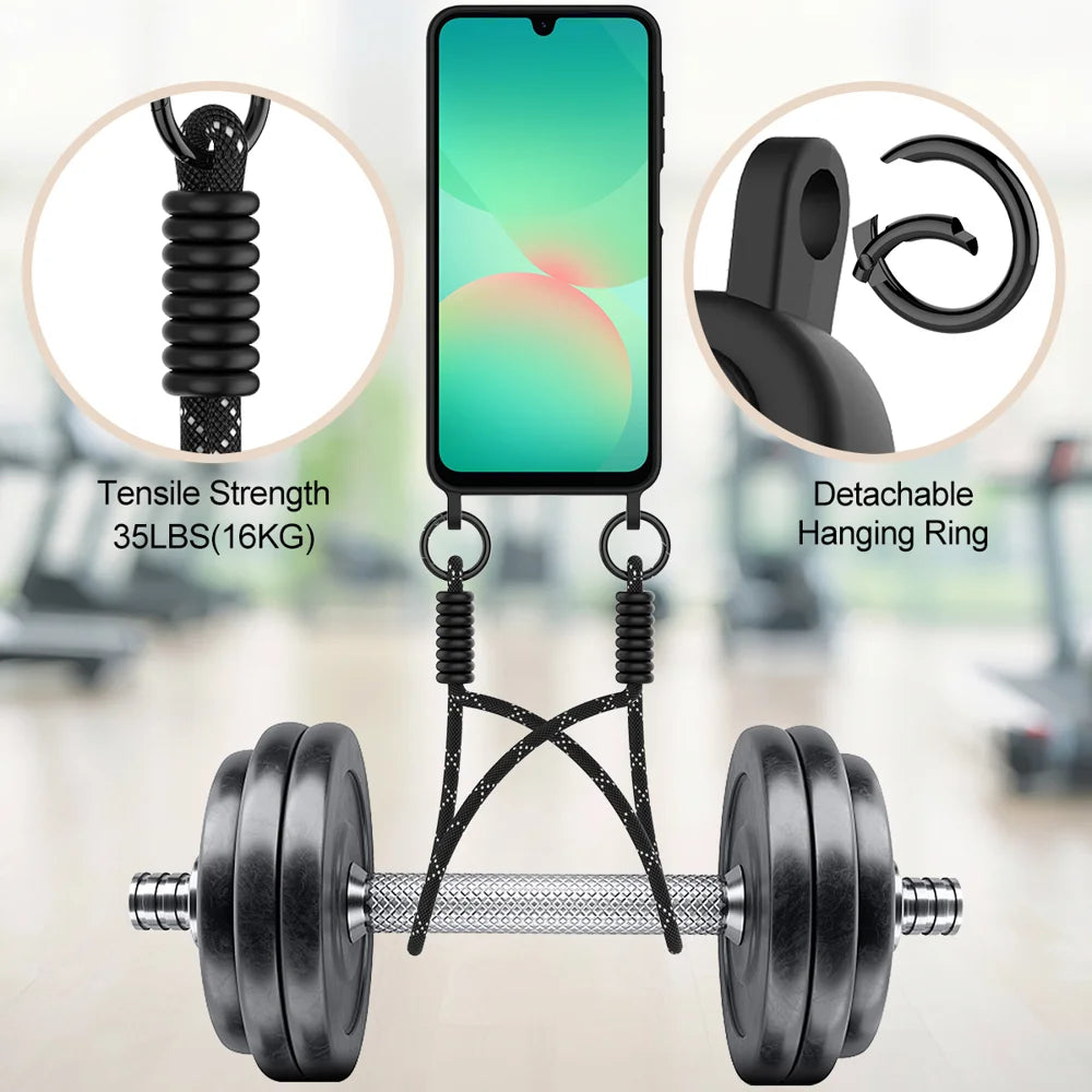 For Samsung Galaxy A57 5G Liquid Silicone Case  Phone Back Cover with Card Holder and Short Strap - Black - 4