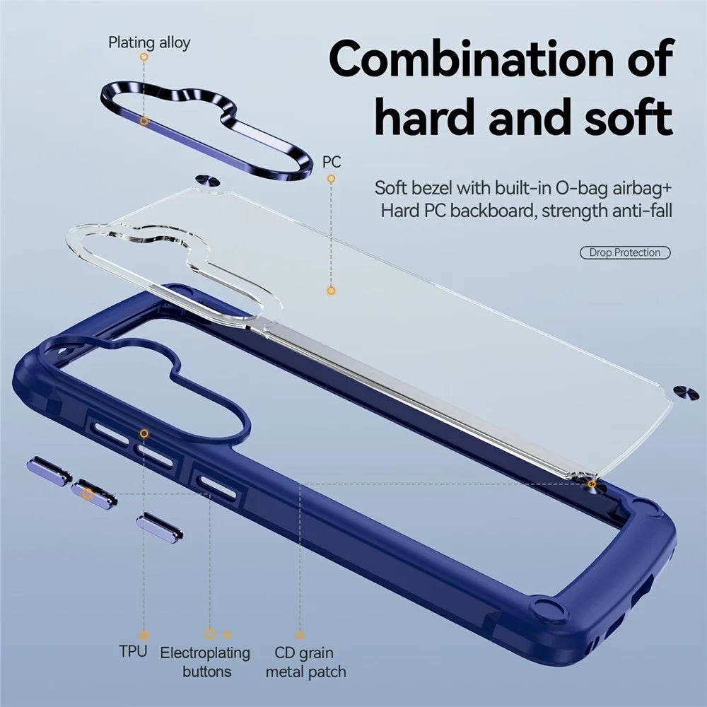 For Samsung Galaxy S26 Case Anti-Drop Alloy Lens Frame PC + TPU Phone Cover - Blue - 4