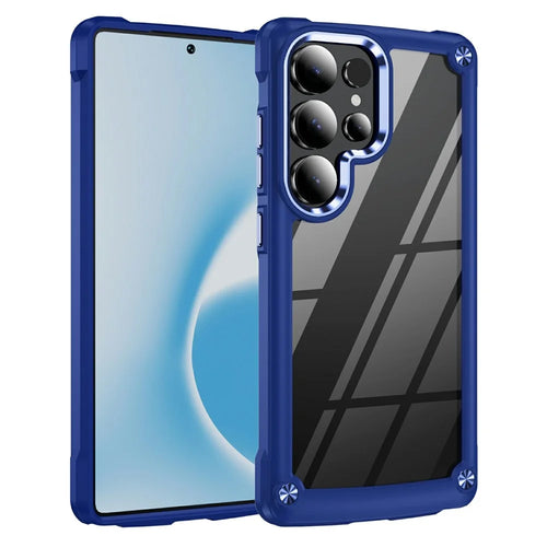 For Samsung Galaxy S26 Ultra Case Anti-Drop Alloy Lens Frame PC + TPU Phone Cover - Blue - 1