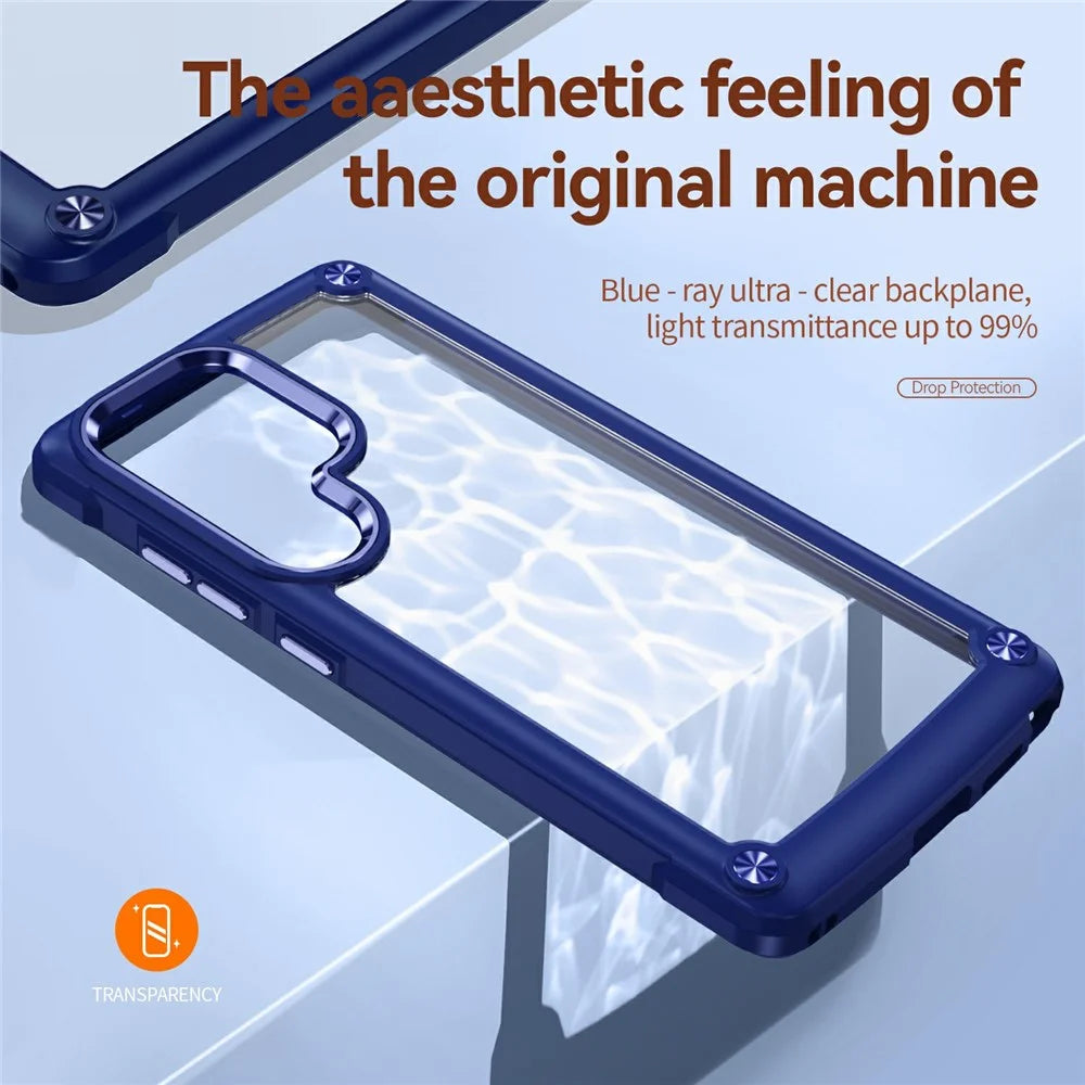 For Samsung Galaxy S26 Ultra Case Anti-Drop Alloy Lens Frame PC + TPU Phone Cover - Blue - 3