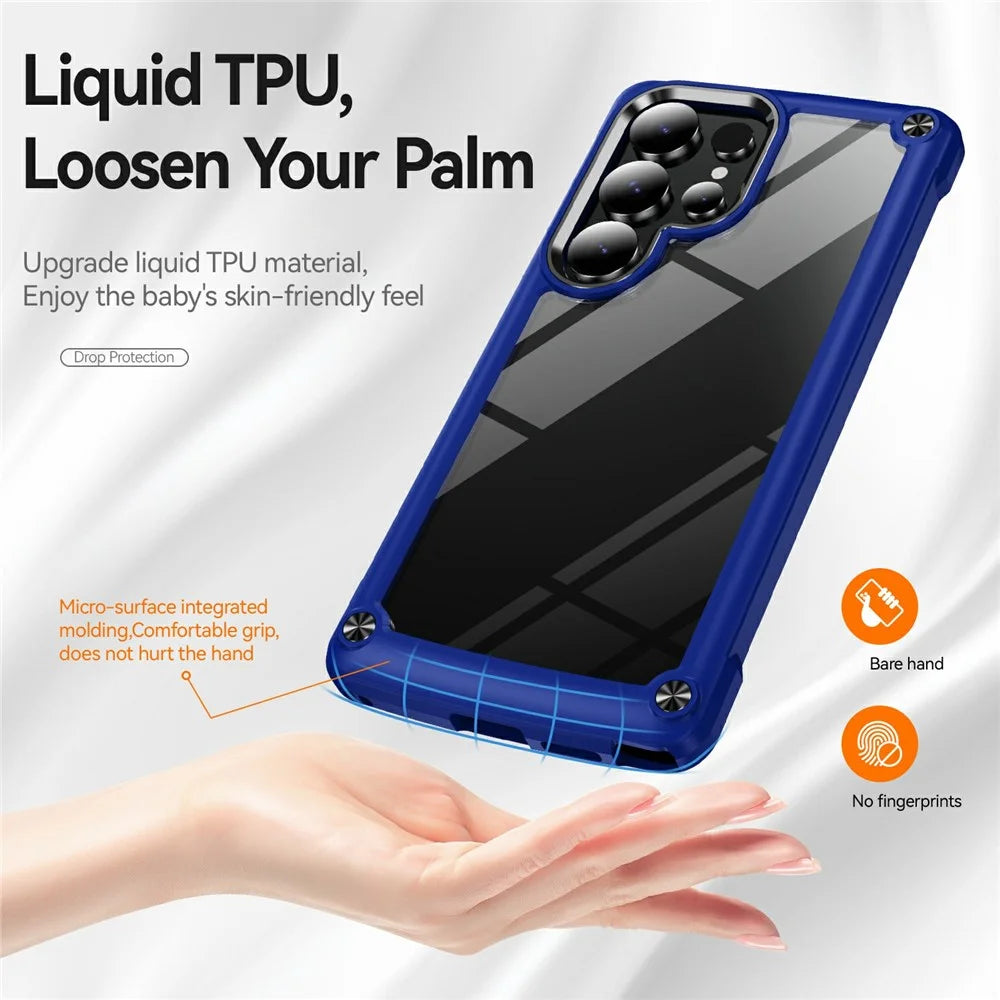 For Samsung Galaxy S26 Ultra Case Anti-Drop Alloy Lens Frame PC + TPU Phone Cover - Blue - 4