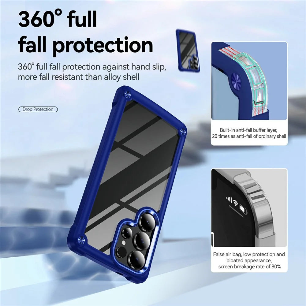 For Samsung Galaxy S26 Ultra Case Anti-Drop Alloy Lens Frame PC + TPU Phone Cover - Blue - 6