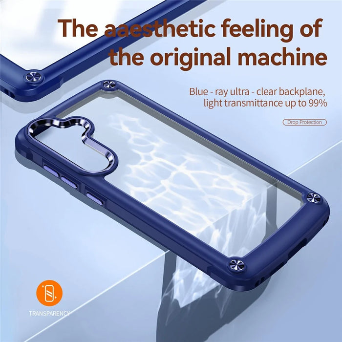 For Samsung Galaxy A57 5G Case Anti-Drop Alloy Lens Frame PC + TPU Phone Cover - Blue - 7