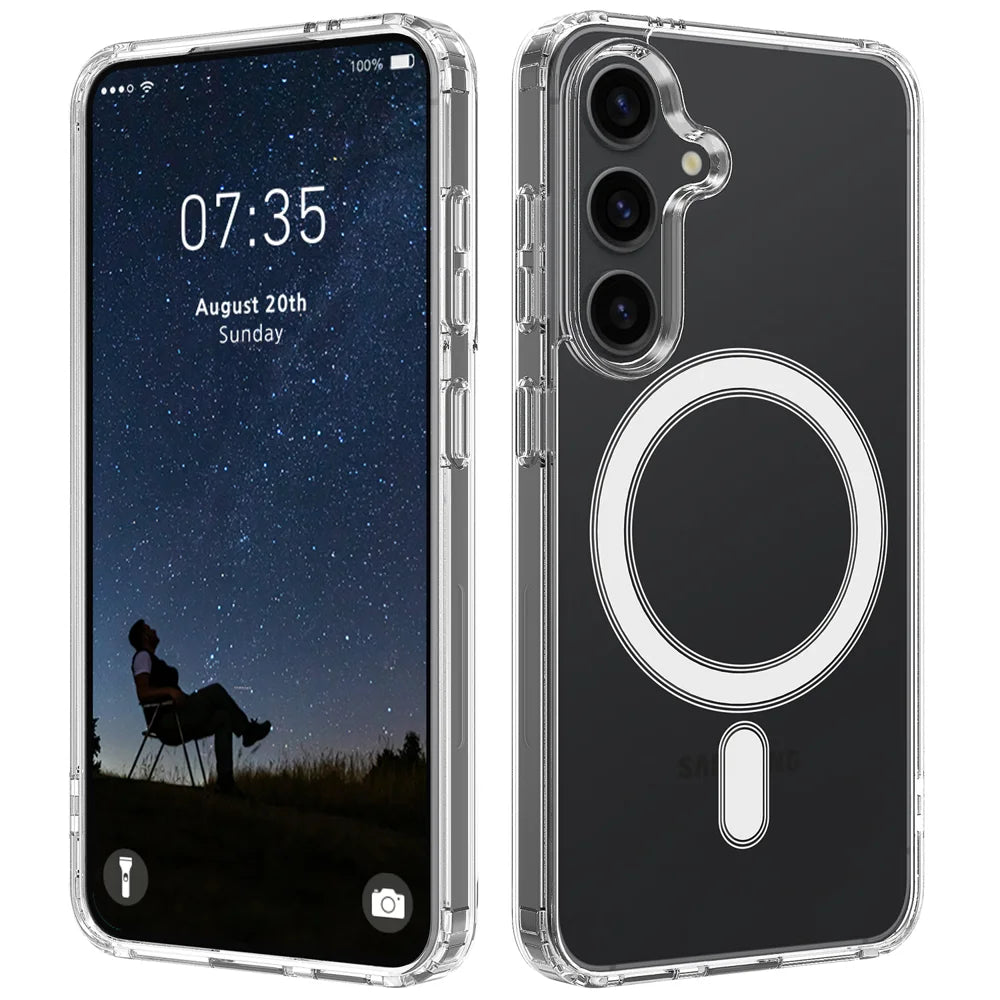 For Samsung Galaxy A37 5G Clear Phone Magnetic Case TPU + Acrylic Back Cover - Clear - 1