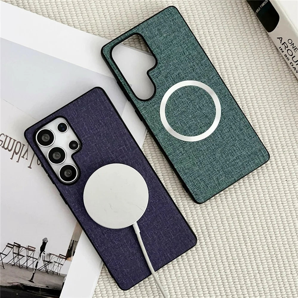 For Samsung Galaxy S26 Ultra Magnetic Case Drop-Proof TPU + Cloth Back Phone Cover - Purple - 2