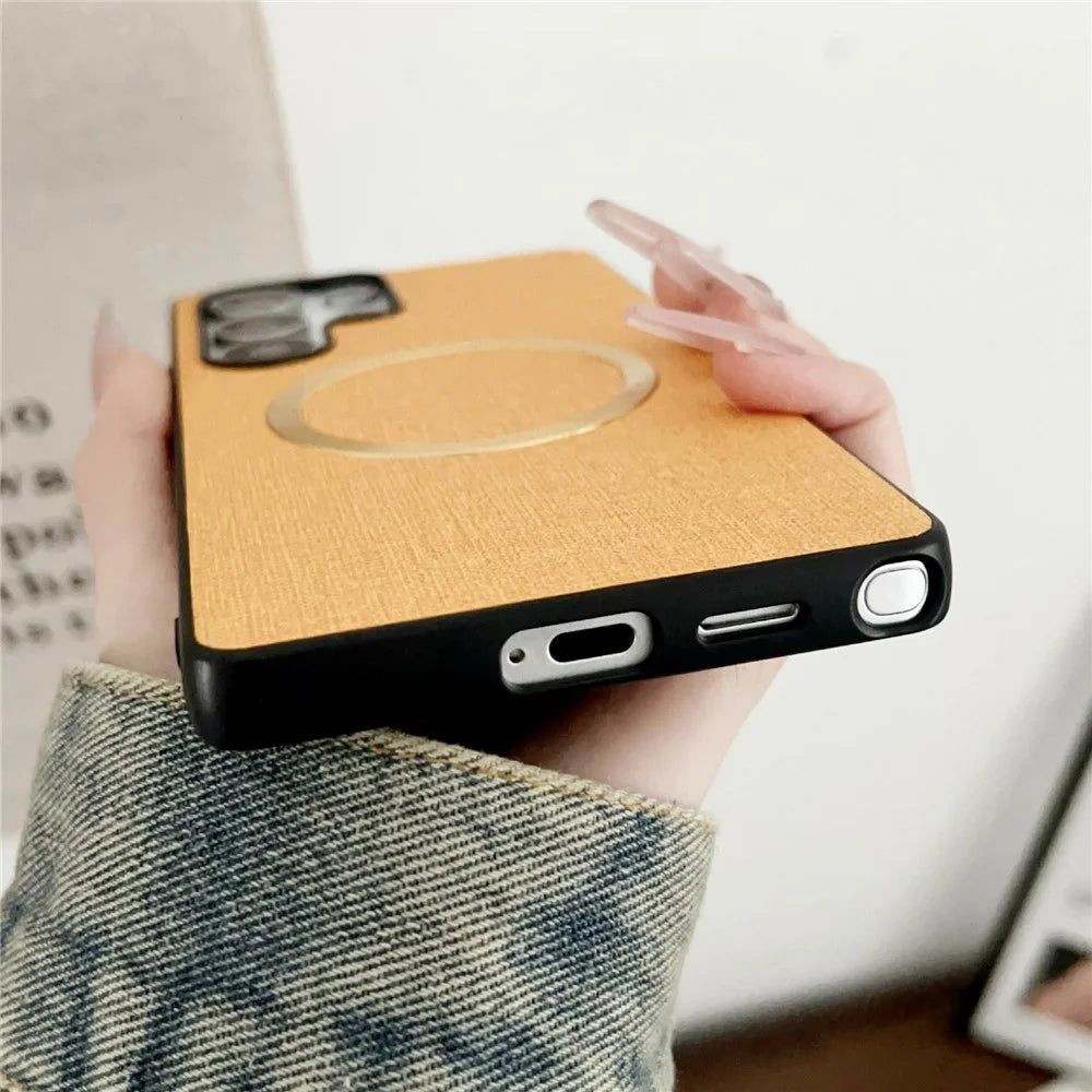 For Samsung Galaxy S26 Ultra Magnetic Case Drop-Proof TPU + Cloth Back Phone Cover - Purple - 5