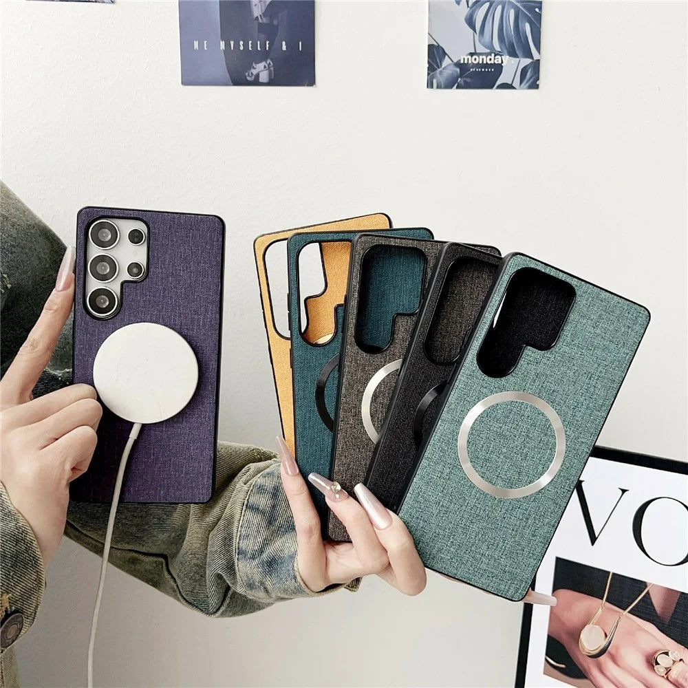 For Samsung Galaxy S26 Ultra Magnetic Case Drop-Proof TPU + Cloth Back Phone Cover - Purple - 6