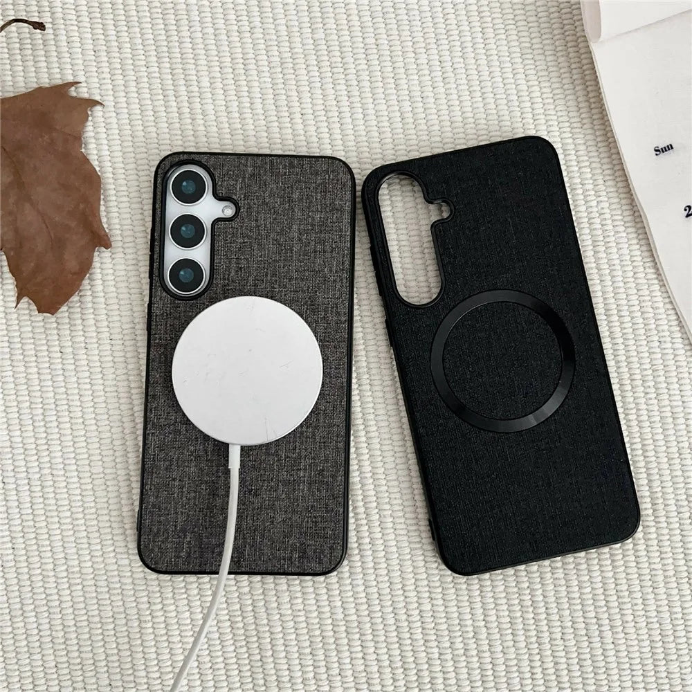 For Samsung Galaxy S26  /  S26 Pro Magnetic Case Drop-Proof TPU + Cloth Back Phone Cover - Grey - 2